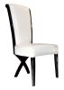 Set of Two White And Black Upholstered Faux Leather Dining Side Chairs