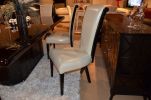 Set of Two White And Black Upholstered Faux Leather Dining Side Chairs