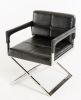 30" Black Bonded Leather And Metal Accent Chair