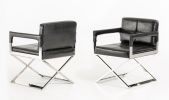 30" Black Bonded Leather And Metal Accent Chair