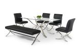 Black And Silver Upholstered Faux Leather Dining Side Chair