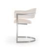 White And Silver Upholstered Faux Leather Wing Back Dining Arm Chair