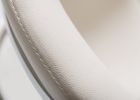 White And Silver Upholstered Faux Leather Wing Back Dining Arm Chair