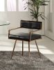 Black And Gold Upholstered Faux Leather Dining Side Chair
