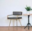 Black And Gold Upholstered Faux Leather Dining Side Chair
