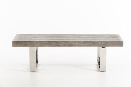 76" Gray and Silver Dining Bench