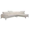 29" White Leather And Wood Sectional Sofa