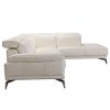 29" White Leather And Wood Sectional Sofa