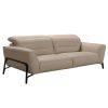 30" Taupe Leather  Iron  And Wood Sofa And Chair Set