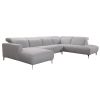 30" Grey Fabric And Iron Sectional Sofa With A Wood Frame