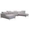 30" Grey Fabric And Iron Sectional Sofa With A Wood Frame