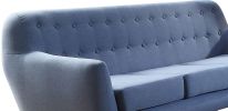 78" Blue Linen Sofa With Brown Legs