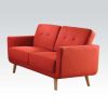 56" X 31" X 35" Red Linen Loveseat