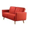 56" X 31" X 35" Red Linen Loveseat