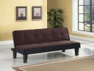 66" Dark Brown Microfiber Convertible Futon Sleeper Sofa With Black Legs