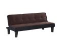 66" Dark Brown Microfiber Convertible Futon Sleeper Sofa With Black Legs