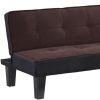 66" Dark Brown Microfiber Convertible Futon Sleeper Sofa With Black Legs