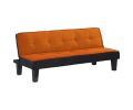 66" Orange Fabric Sofa With Black Legs