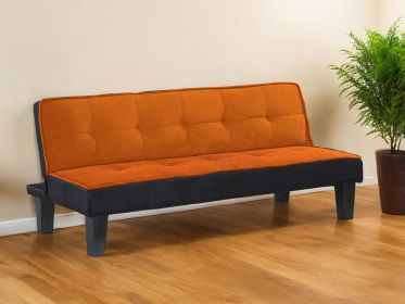 66" Orange Fabric Sofa With Black Legs