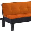 66" Orange Fabric Sofa With Black Legs