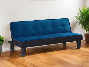 66" Blue Fabric Sofa With Black Legs