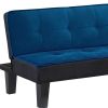 66" Blue Fabric Sofa With Black Legs