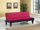 66" Pink Fabric Sofa With Black Legs