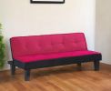 66" Pink Fabric Sofa With Black Legs