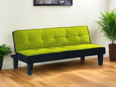 66" Green Fabric Sofa With Black Legs