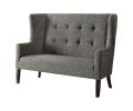 56" Gray Fabric Settee With Chocolate Legs