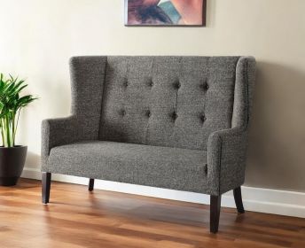 56" Gray Fabric Settee With Chocolate Legs