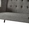 56" Gray Fabric Settee With Chocolate Legs