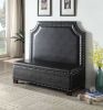 54" Espresso Faux Leather Settee With Chocolate Legs
