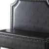 54" Espresso Faux Leather Settee With Chocolate Legs