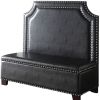 54" Espresso Faux Leather Settee With Chocolate Legs