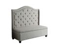 54" Beige Fabric Settee With Chocolate Legs