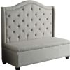 54" Beige Fabric Settee With Chocolate Legs
