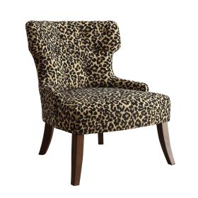 28" X 30" X 36" Leopard Fabric And Espresso Accent Chair