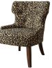 28" X 30" X 36" Leopard Fabric And Espresso Accent Chair