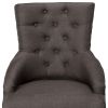 Set of Two Tufted Gray And Brown Upholstered Fabric Dining Arm Chairs