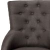 Set of Two Tufted Gray And Brown Upholstered Fabric Dining Arm Chairs