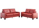 71" Red Pu Platinum  Sofa And Loveseat