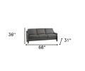 68" Gray Linen Sofa With Black Legs
