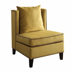 Dark Yellow Velvet With Piping Accent Chair