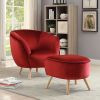 35" X 39" X 33" Red Velvet Accent Chair