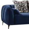 90" Blue Velvet Sofa With Silver Legs