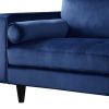 88" Navy Blue Velvet Sofa With Black Legs