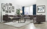 86" Dark Gray Velvet Sofa With Silver Legs