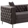 86" Dark Gray Velvet Sofa With Silver Legs