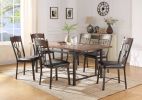 76" X 36" X 30" Weathered Dark Oak And Dark Bronze Dining Table